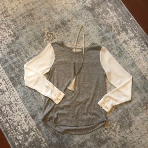 Gray and white Loft top, size XS.